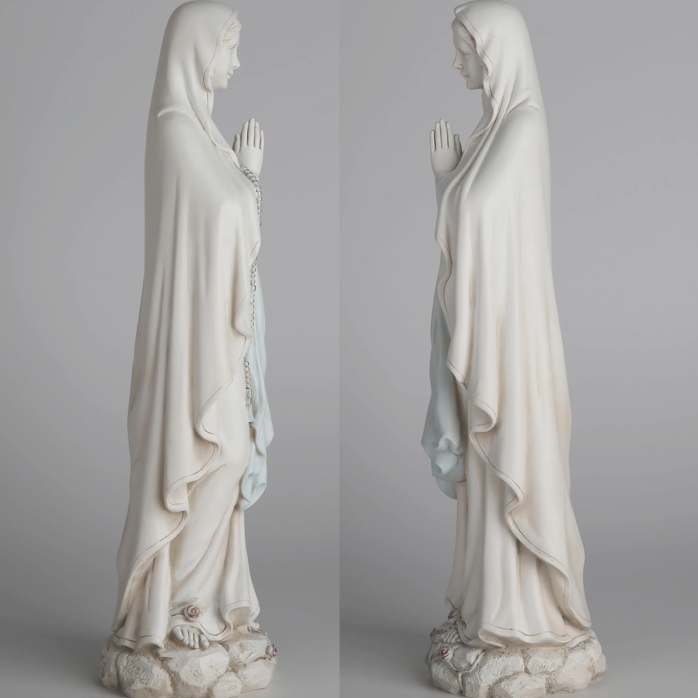 BC Katolicka figurka Matki Bożej z Lourdes, figurka Najświętszej Maryi Panny, dekoracja do domu, na zewnątrz, patio, trawnik, korytarz, religijny prezent, 36,8 cm, ręcznie wykonana przez Buildclassic