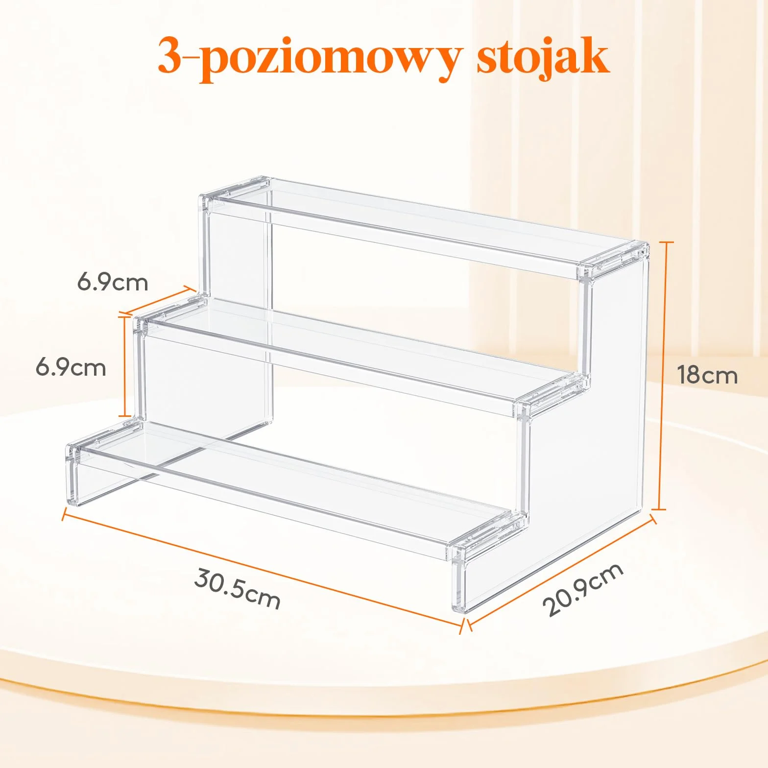 Lifewit 3 Tier Clear Display Risers Stand, 30.5 cm Plastikowe Risers do Wyświetlania, Plastikowe Organizatory do Figurek/Cupcake/Perfumy, Stojak Wyświetlania Biurkowego Dekoracji, 1 Opakowanie