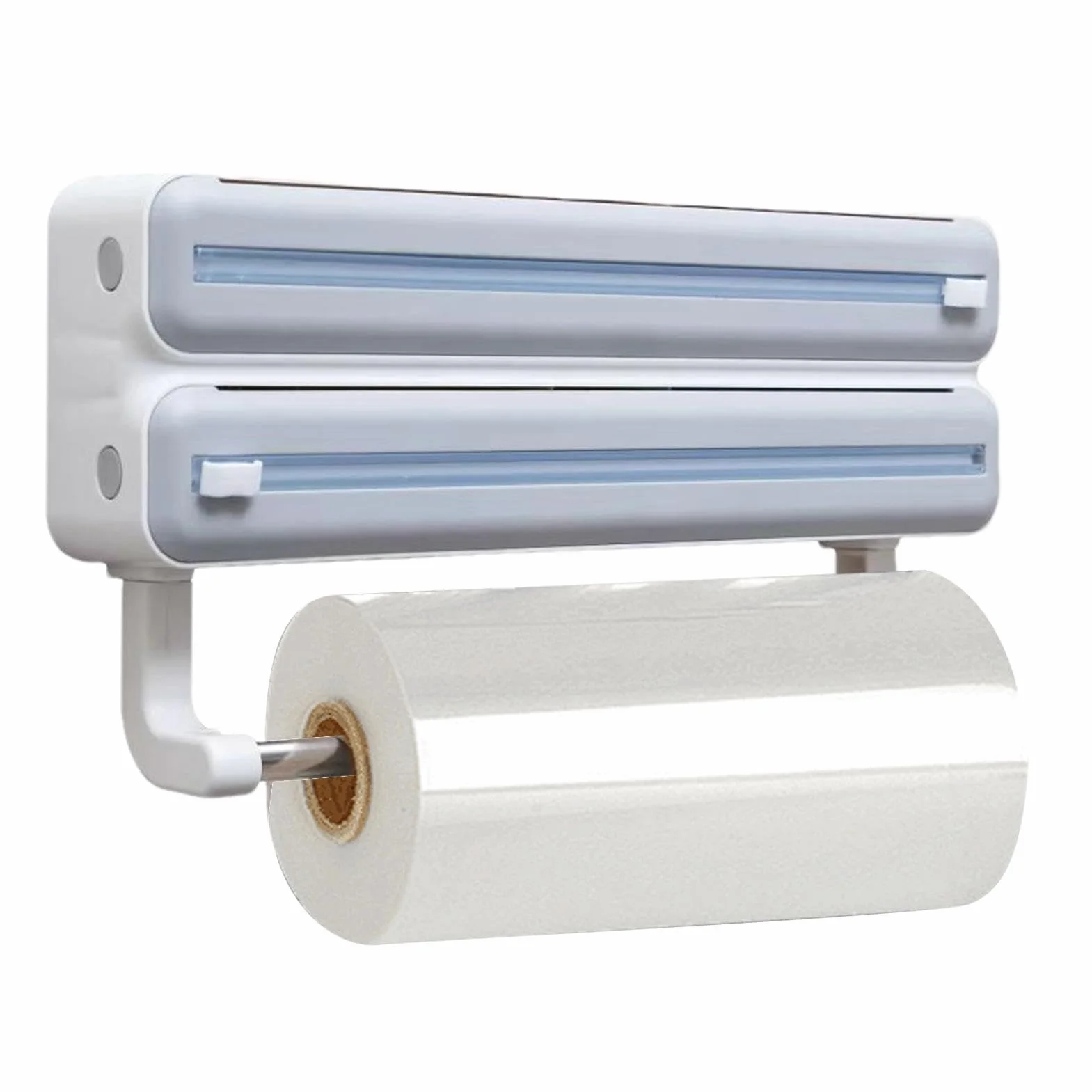 Aluminum Foil Dispenser, Wall Mount Storage Organizer, Wrap Storage Box, ABS Material, Built-in Cutter, Perfect for Kitchen Use and Food Cling Wrap Film Organization