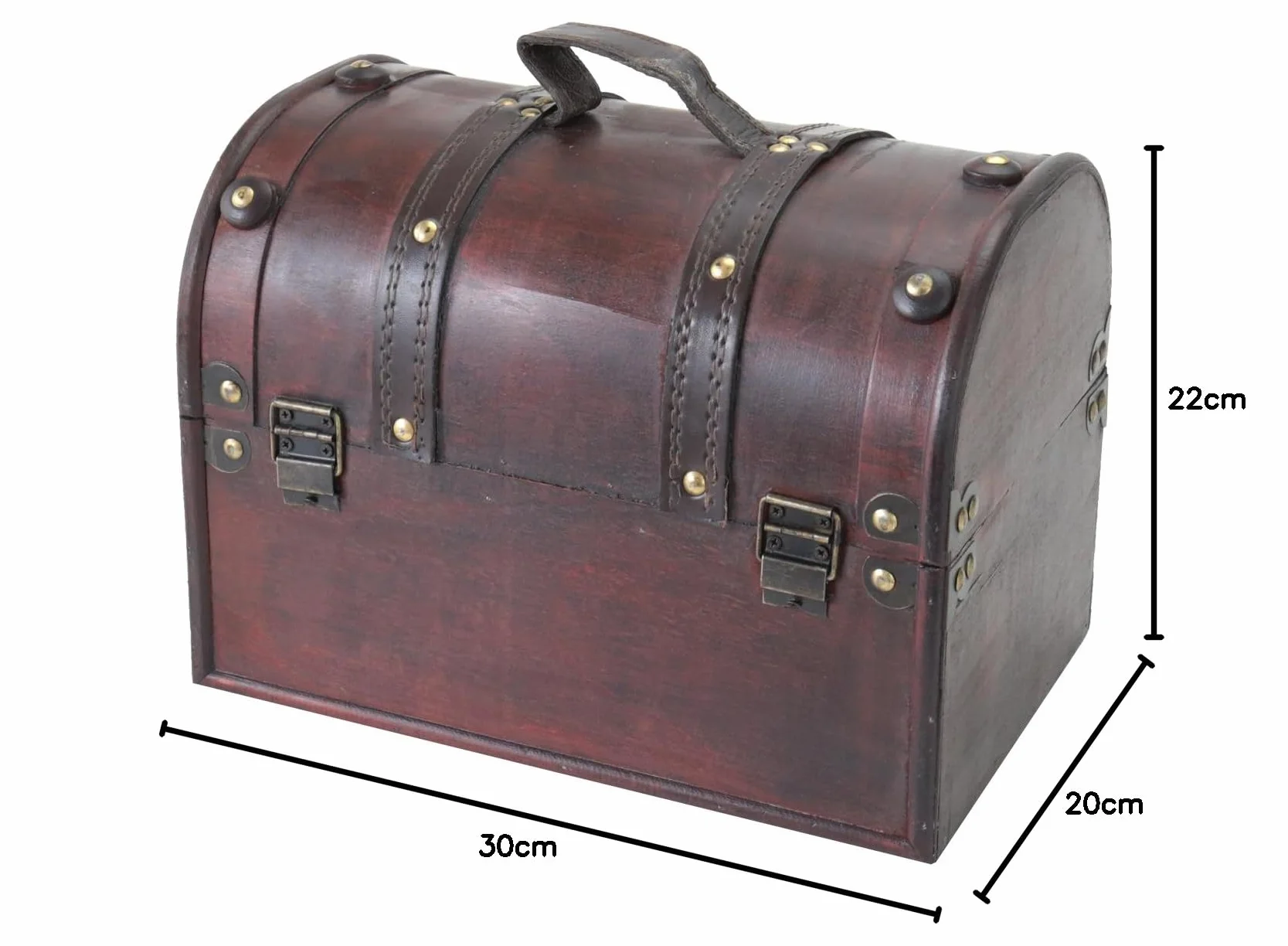 HMF 6404-130 Drewniana skrzynia na skarby z zamkiem, 30 x 20 x 22 cm, mała, Włochy