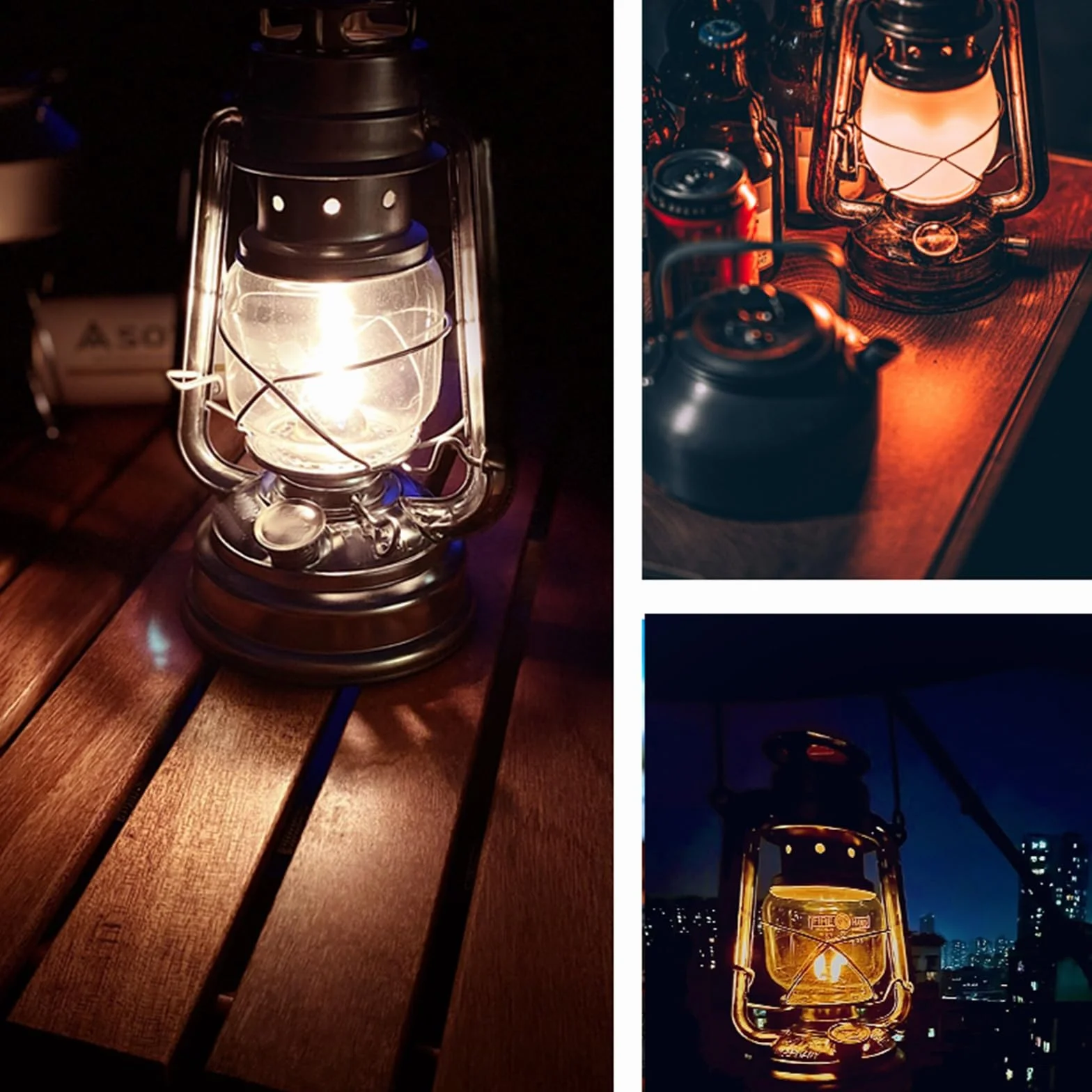Retro lampa naftowa zewnętrzna wisząca brązowa latarnia huraganowa
