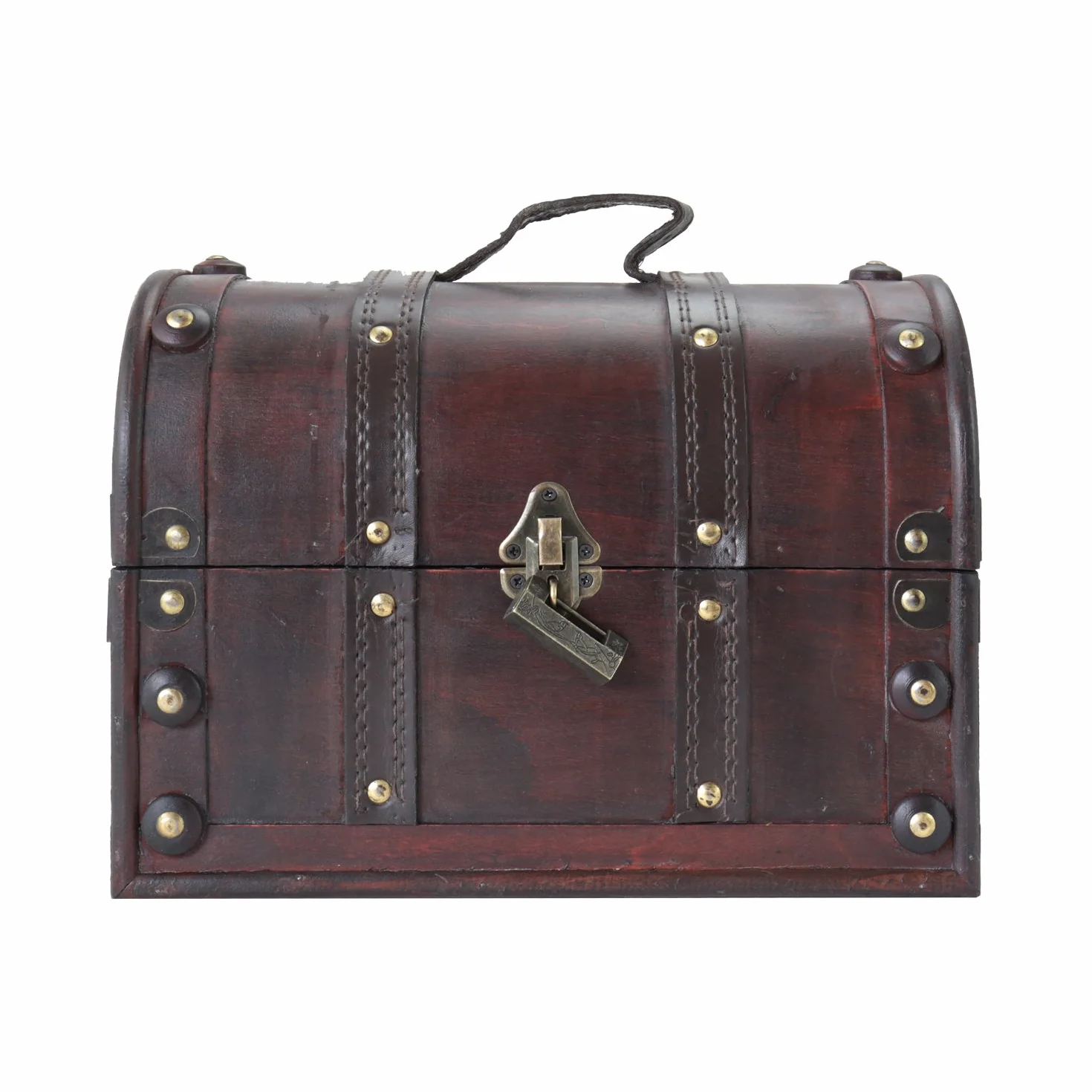 HMF 6404-130 Drewniana skrzynia na skarby z zamkiem, 30 x 20 x 22 cm, mała, Włochy