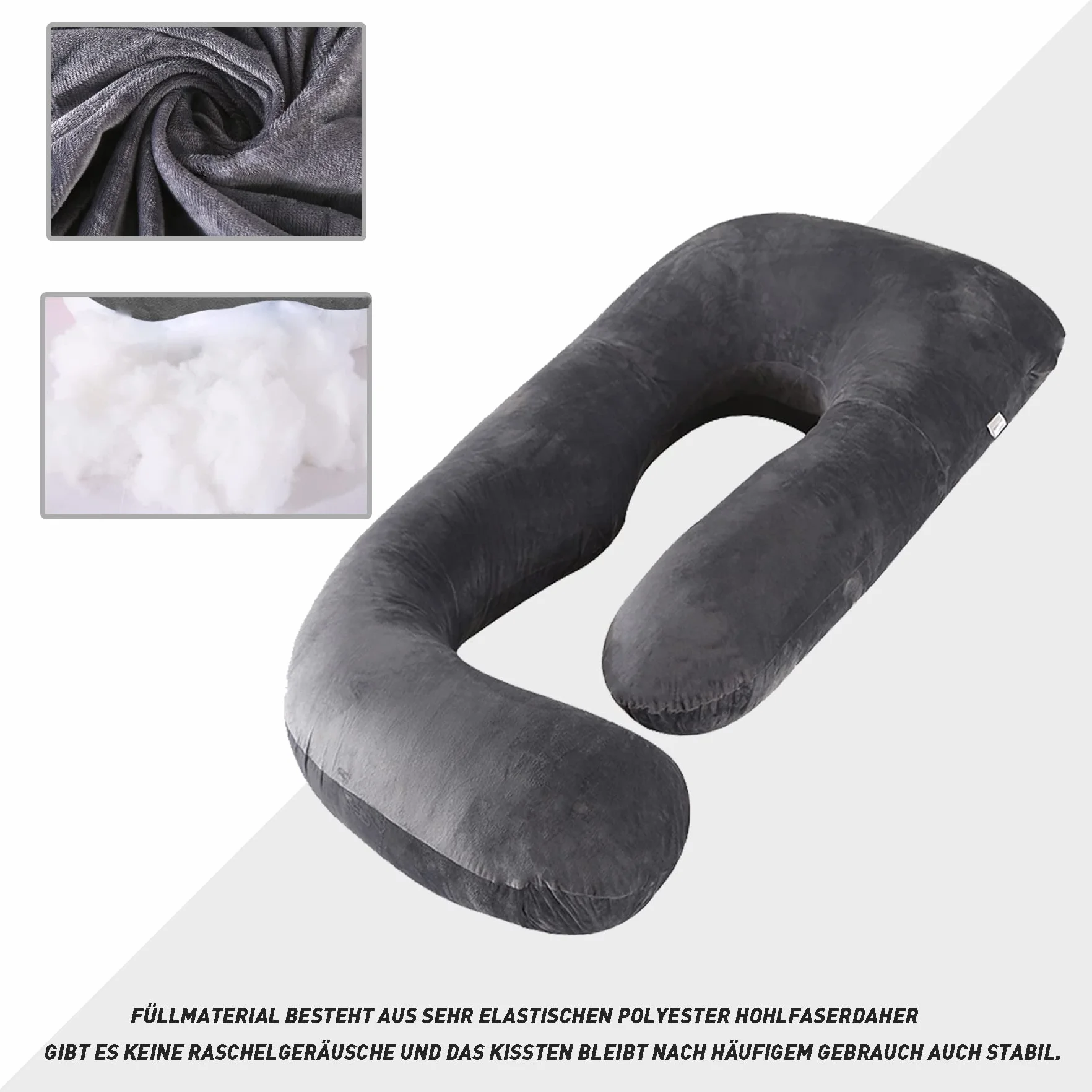 CALIYO Poduszka ciążowa w kształcie litery J, poduszka do karmienia XXL, poduszka do spania na boku z poszewką, poduszka Pregnancy Pillow i komfortowa poduszka dla dorosłych, wyściółka z bawełny